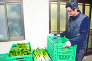 野菜の出荷準備をする永治さん